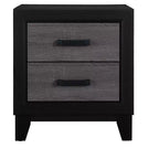 Comodino nero e grigio in legno a 2 cassetti | Modern Farmhouse, Dettagli in metallo, 56 cm H