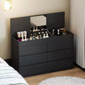 Karl Home Black Embossed 6 Drawer Dresser with Mirror P2 12MM Particleboard with Melamine 47.22In. W