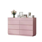 Comò rosa goffrato a 6 cassetti con specchio | 120 cm L truciolato, finitura melaminica