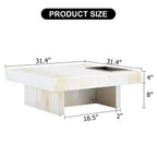 31.4 Tavolino da caffè in MDF effetto marmo, moderno, pratico, elegante, quadrato, per soggiorno