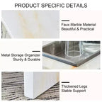 31.4 Tavolino da caffè in MDF effetto marmo, moderno, pratico, elegante, quadrato, per soggiorno