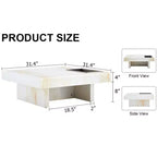 31.4 Tavolino da caffè in MDF effetto marmo, moderno, pratico, elegante, quadrato, per soggiorno