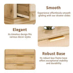 Comodino con 3 cassetti scanalati in legno, 60 cm di larghezza, stile moderno di metà secolo, comodino con contenitore, tavolino laterale con maniglie in metallo per camera da letto e soggiorno
