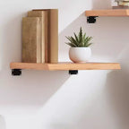 Mensola a muro marrone chiaro | Legno massello di rovere con intarsi decorativi, larghezza 180 cm