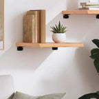 Mensola a muro marrone chiaro | Legno massello di rovere con intarsi decorativi, larghezza 180 cm