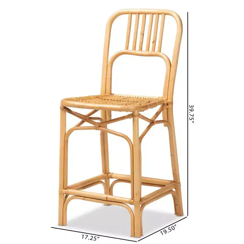 Sgabello da bar in rattan altezza bancone | Stile bohémien, seduta fissa da 24,5", nessun montaggio