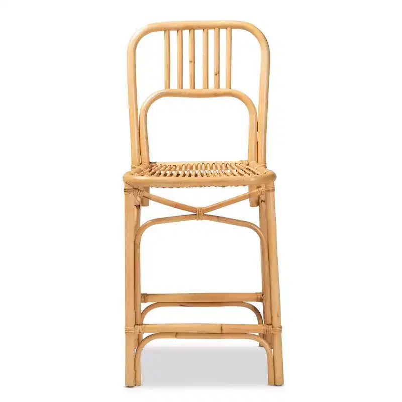 Sgabello da bar in rattan altezza bancone | Stile bohémien, seduta fissa da 24,5", nessun montaggio