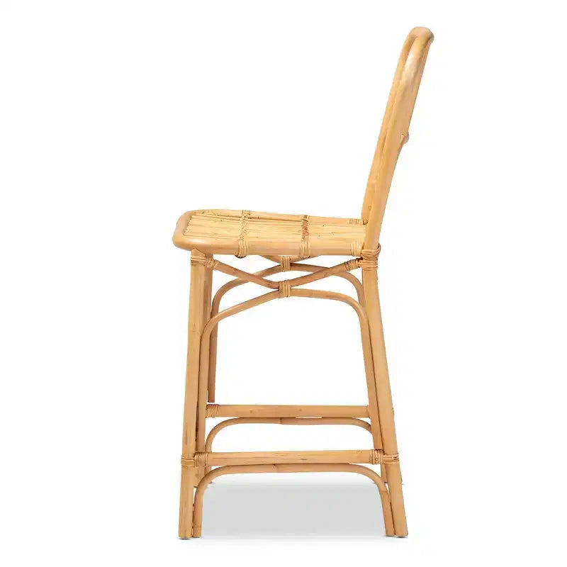 Sgabello da bar in rattan altezza bancone | Stile bohémien, seduta fissa da 24,5", nessun montaggio