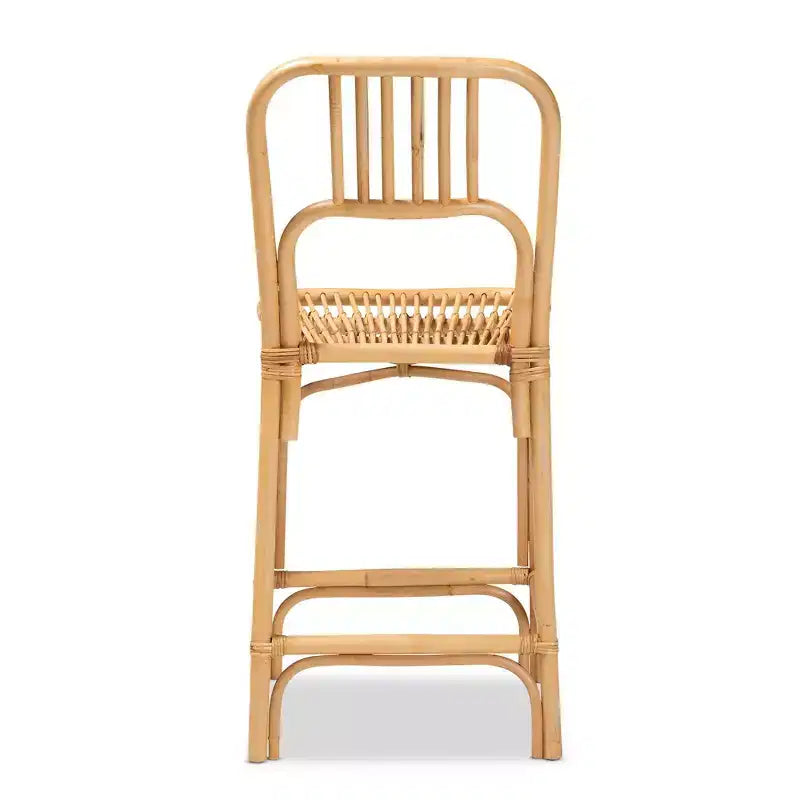Sgabello da bar in rattan altezza bancone | Stile bohémien, seduta fissa da 24,5", nessun montaggio