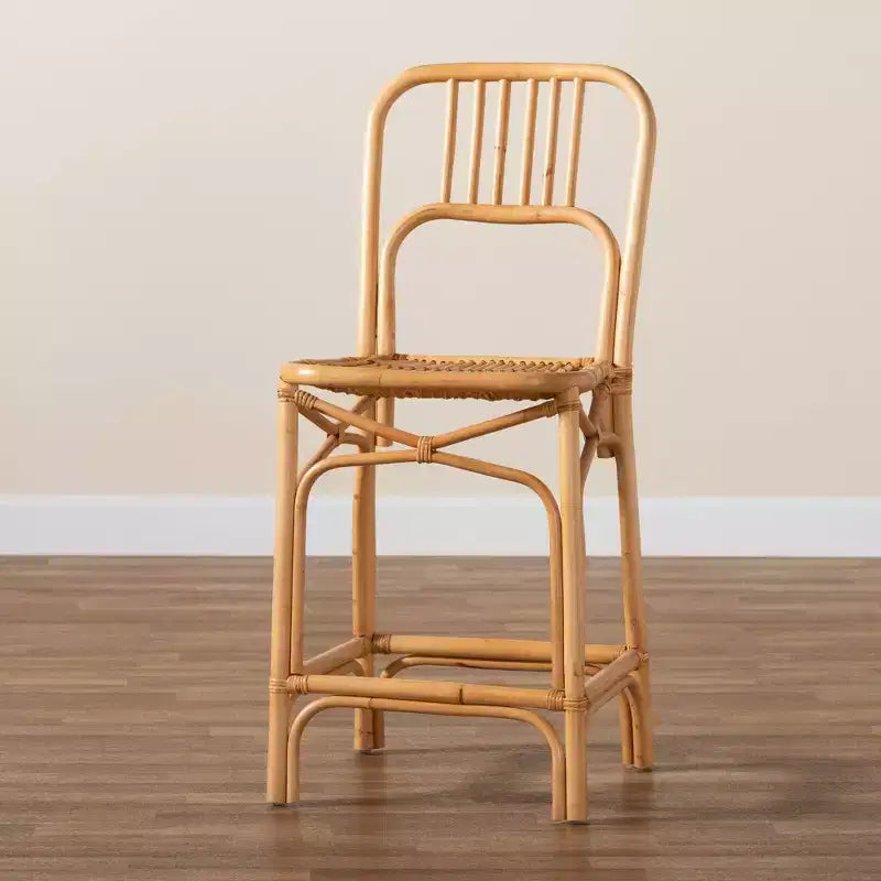 Sgabello da bar in rattan altezza bancone | Stile bohémien, seduta fissa da 24,5", nessun montaggio