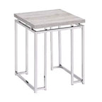 Tavolino con Lato Quadrato da 19" | Piano in Legno di Quercia Naturale e Gambe in Metallo Cromato, Nessun Assemblaggio