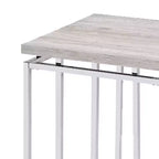 Tavolino con Lato Quadrato da 19" | Piano in Legno di Quercia Naturale e Gambe in Metallo Cromato, Nessun Assemblaggio
