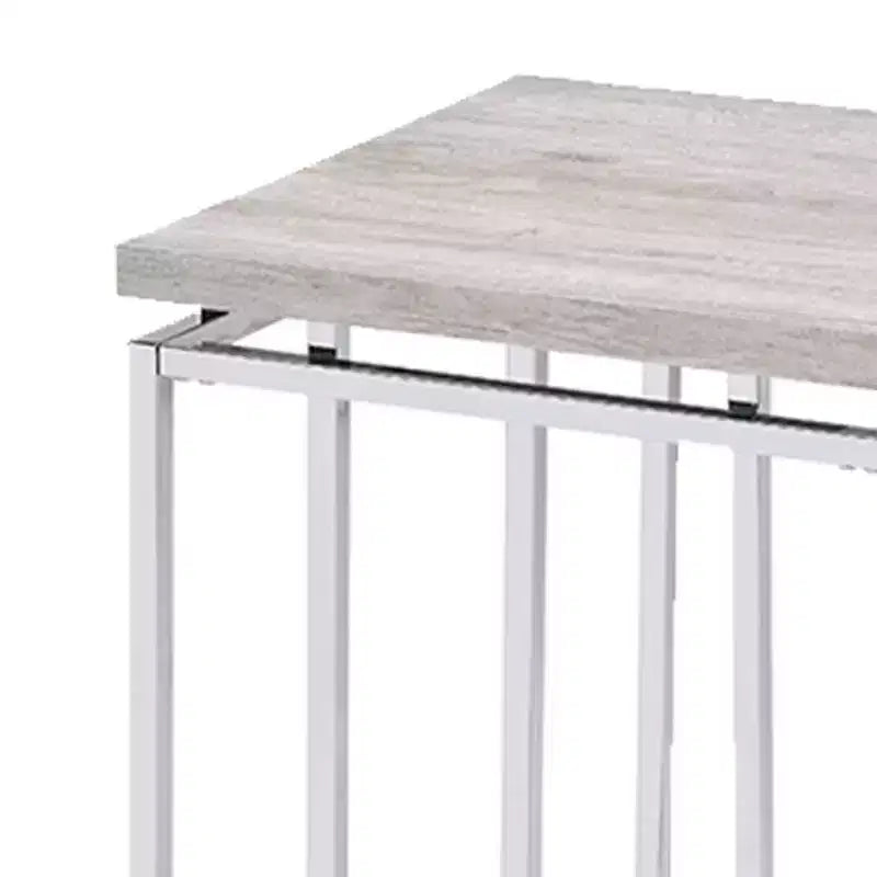 Tavolino con Lato Quadrato da 19" | Piano in Legno di Quercia Naturale e Gambe in Metallo Cromato, Nessun Assemblaggio