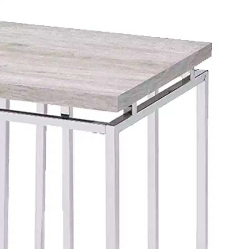 Tavolino con Lato Quadrato da 19" | Piano in Legno di Quercia Naturale e Gambe in Metallo Cromato, Nessun Assemblaggio