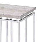Tavolino con Lato Quadrato da 19" | Piano in Legno di Quercia Naturale e Gambe in Metallo Cromato, Nessun Assemblaggio