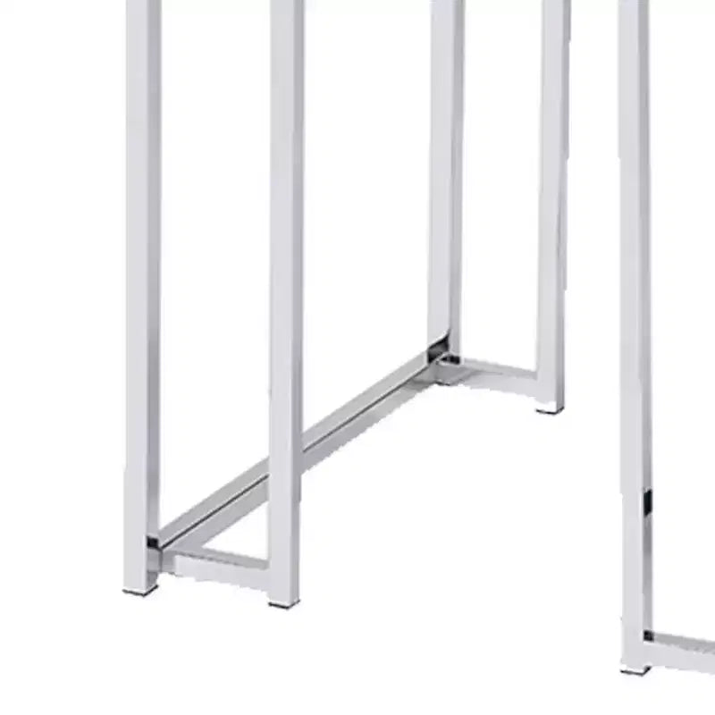 Tavolino con Lato Quadrato da 19" | Piano in Legno di Quercia Naturale e Gambe in Metallo Cromato, Nessun Assemblaggio