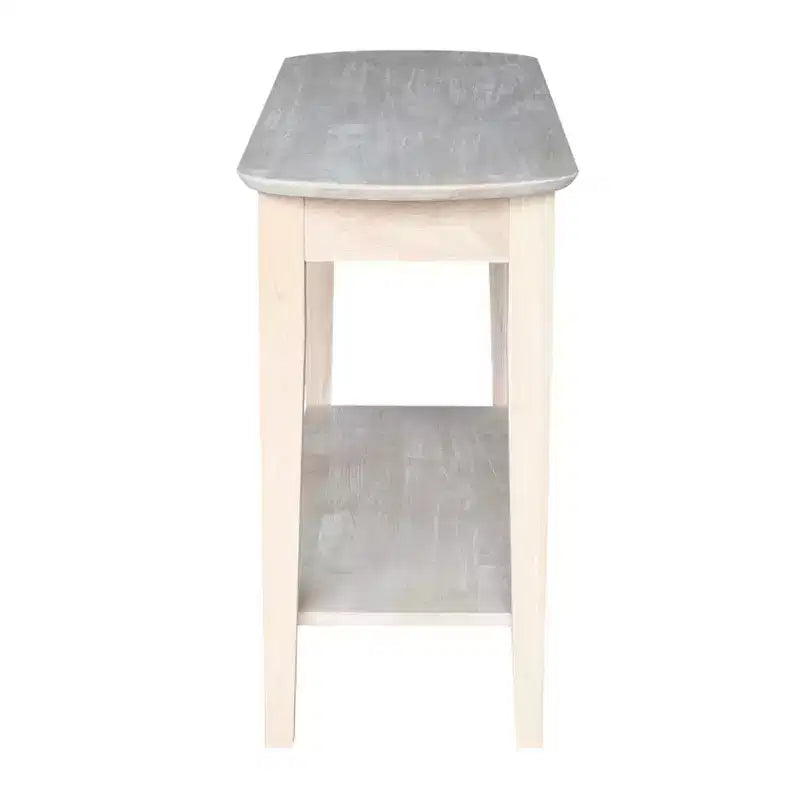 Tavolino ovale in parawood massello | Legno duro non rifinito, 1 cassetto, 117 cm L