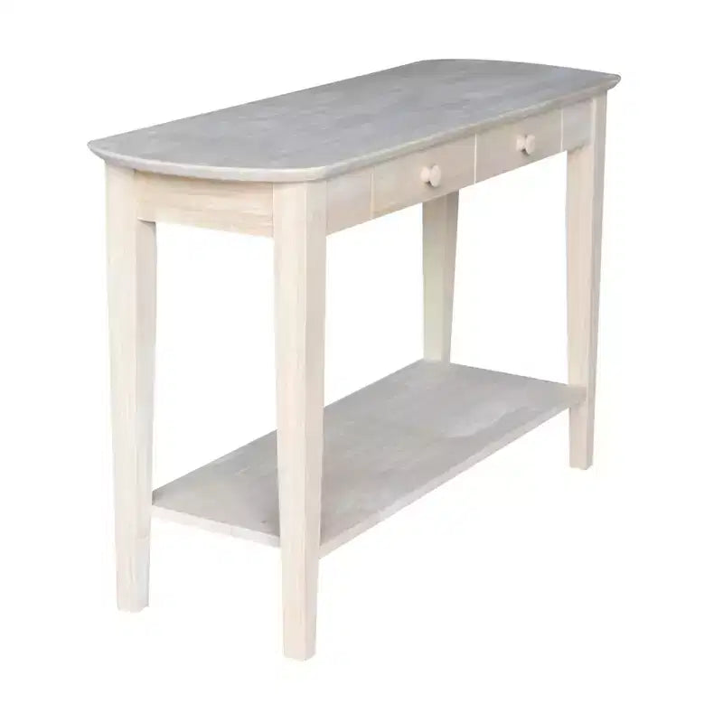 Tavolino ovale in parawood massello | Legno duro non rifinito, 1 cassetto, 117 cm L
