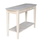 Tavolino ovale in parawood massello | Legno duro non rifinito, 1 cassetto, 117 cm L