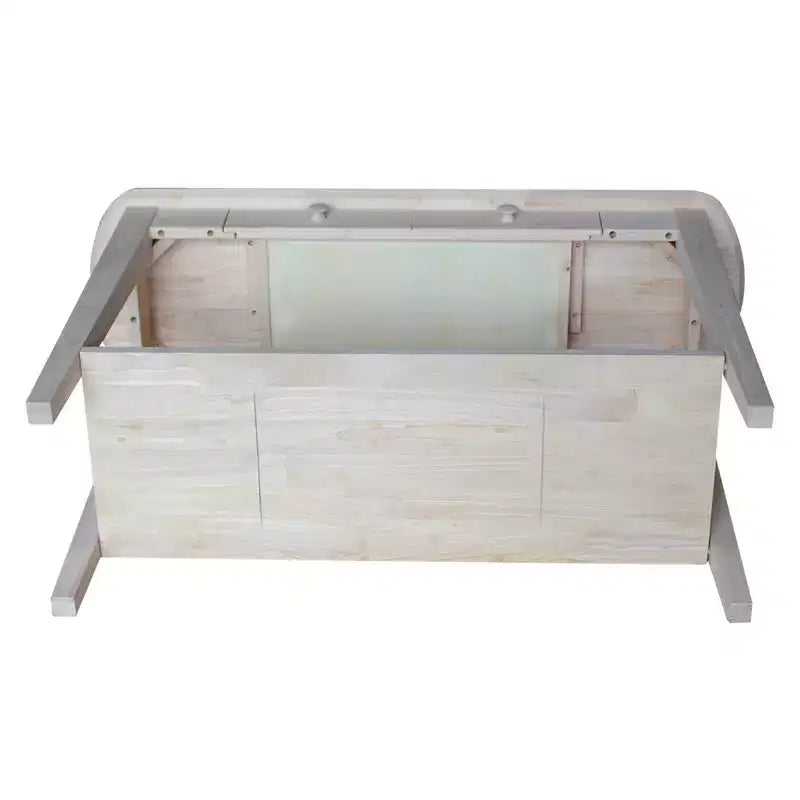 Tavolino ovale in parawood massello | Legno duro non rifinito, 1 cassetto, 117 cm L