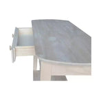 Tavolino ovale in parawood massello | Legno duro non rifinito, 1 cassetto, 117 cm L