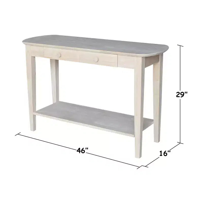 Tavolino ovale in parawood massello | Legno duro non rifinito, 1 cassetto, 117 cm L