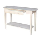 Tavolino ovale in parawood massello | Legno duro non rifinito, 1 cassetto, 117 cm L