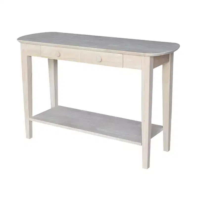 Tavolino ovale in parawood massello | Legno duro non rifinito, 1 cassetto, 117 cm L