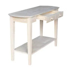 Tavolino ovale in parawood massello | Legno duro non rifinito, 1 cassetto, 117 cm L