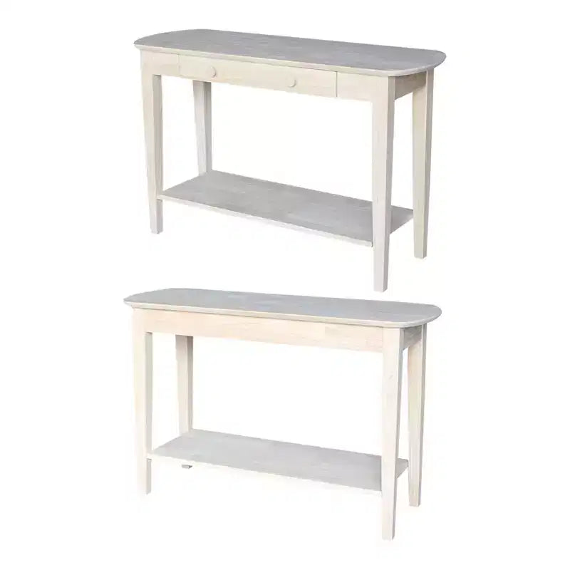 Tavolino ovale in parawood massello | Legno duro non rifinito, 1 cassetto, 117 cm L