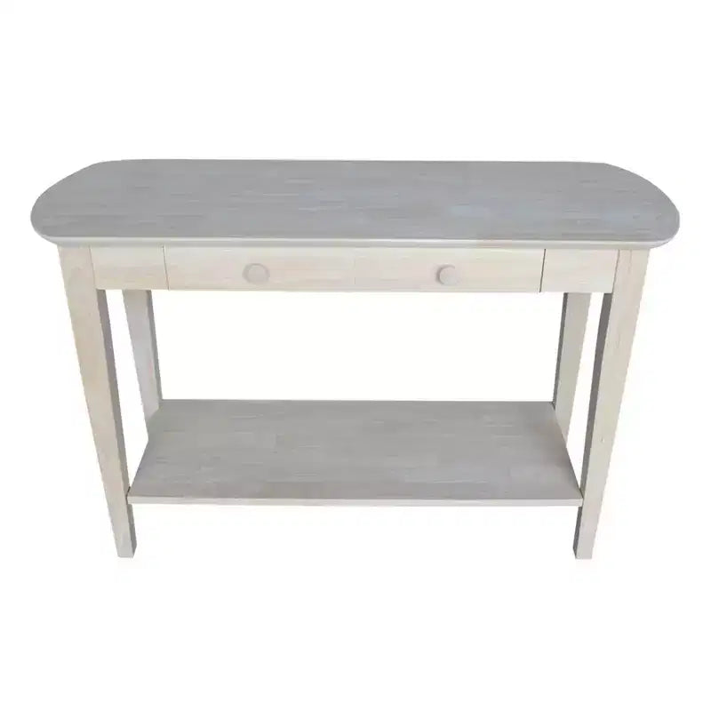 Tavolino ovale in parawood massello | Legno duro non rifinito, 1 cassetto, 117 cm L