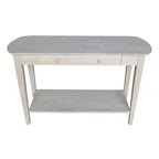 Tavolino ovale in parawood massello | Legno duro non rifinito, 1 cassetto, 117 cm L