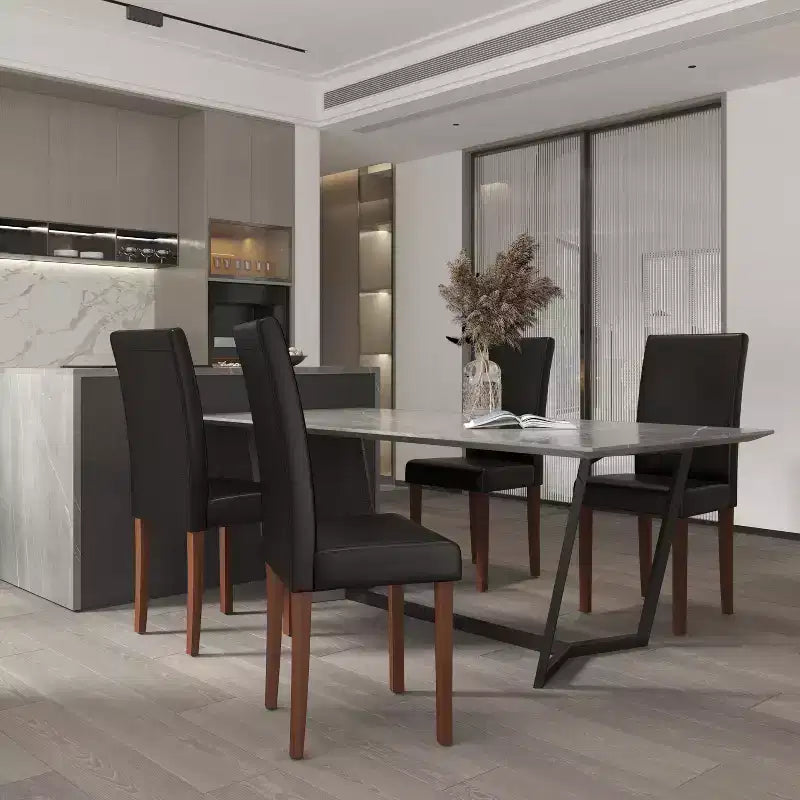 Set di 4 sedie da pranzo Parsons di metà secolo | Ecopelle, telaio in legno massello, 136 kg