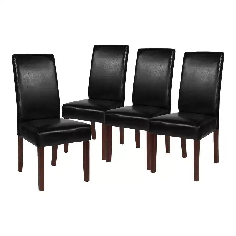 Set di 4 sedie da pranzo Parsons di metà secolo | Ecopelle, telaio in legno massello, 136 kg