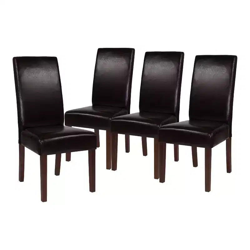 Set di 4 sedie da pranzo Parsons di metà secolo | Ecopelle, telaio in legno massello, 136 kg