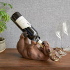 Portabottiglie da vino in poliresina Alce Malizioso, portabottiglie giocoso, portabottiglie a forma di animale, regalo per l'arredamento della cucina, contiene 1 bottiglia di vino standard, set da 1