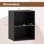 Libreria a 2 cubi con ripiano regolabile | Scaffale aperto a 2 livelli, nero