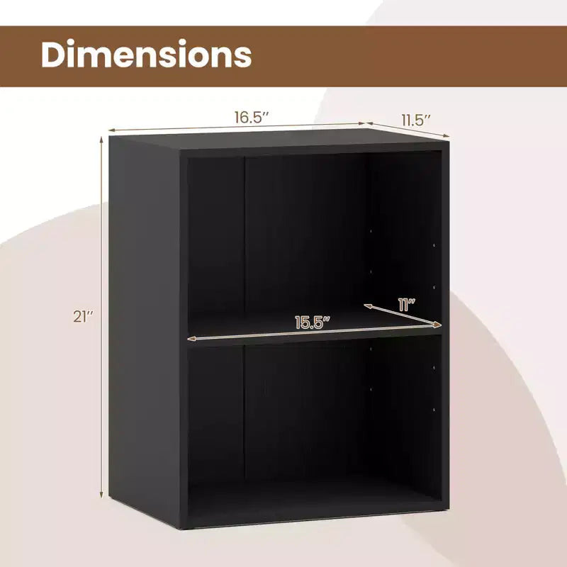 Libreria a 2 cubi con ripiano regolabile | Scaffale aperto a 2 livelli, nero