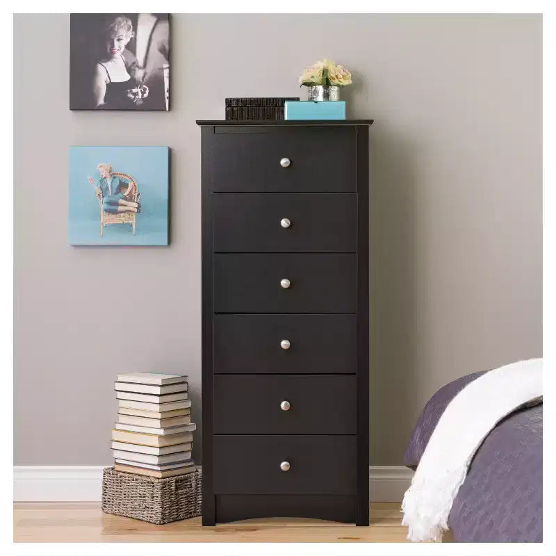 Cassettiera alta a 6 cassetti | Comò verticale per camera da letto